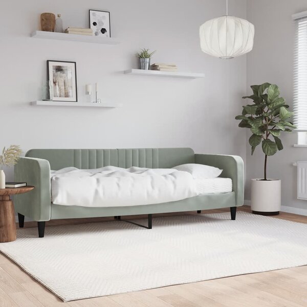 Dnevni krevet s madracem svjetlosivi 80 x 200 cm baršunasti - Siva / 80 x 200 cm
