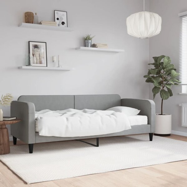 Dnevni krevet s madracem svjetlosivi 80 x 200 cm od tkanine - Siva / 80 x 200 cm