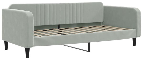 Dnevni krevet s madracem svjetlosivi 90 x 200 cm baršunasti - Siva / 90 x 200 cm
