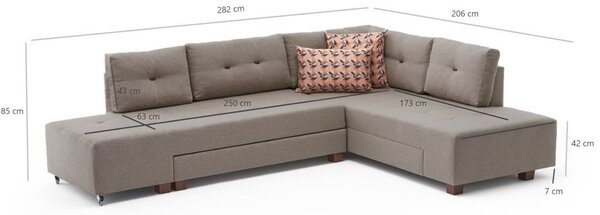 Atelier Del Sofa Kutna garnitura na razvlačenje, Krem, Manama Corner Sofa Bed Right - Cream