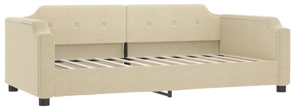 Dnevni krevet s madracem krem 100 x 200 cm od tkanine - Krema / 100 x 200 cm