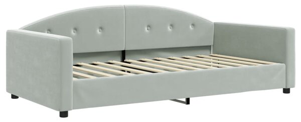 Dnevni krevet s madracem svjetlosivi 100 x 200 cm baršunasti - Siva / 100 x 200 cm