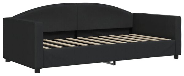 Dnevni krevet s madracem crni 90 x 190 cm od tkanine - Crna / 90 x 190 cm