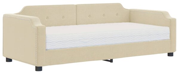 Dnevni krevet s madracem krem 100 x 200 cm od tkanine - Krema / 100 x 200 cm