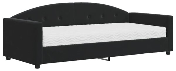 Dnevni krevet s madracem crni 90 x 190 cm baršunasti - Crna / 90 x 190 cm