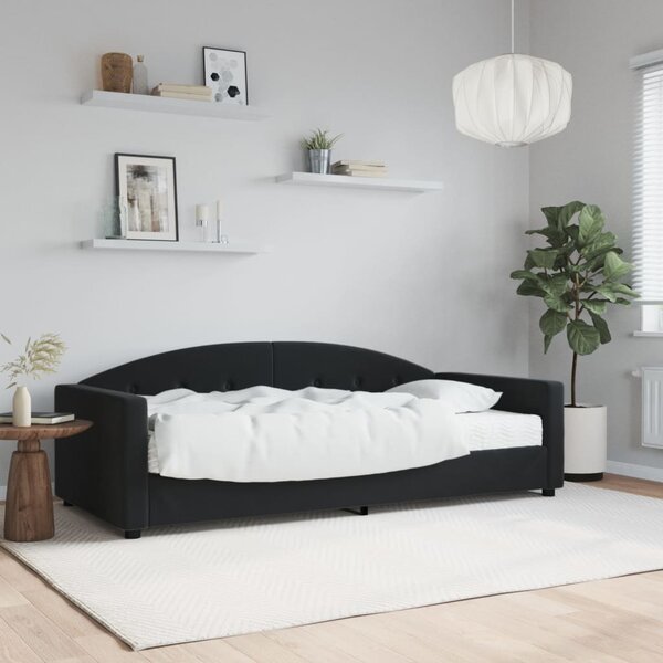 Dnevni krevet s madracem crni 90 x 190 cm baršunasti - Crna / 90 x 190 cm