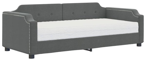 Dnevni krevet s madracem tamnosivi 80 x 200 cm od tkanine - Siva / 80 x 200 cm