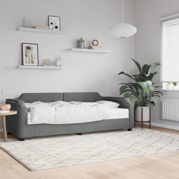 Dnevni krevet s madracem tamnosivi 80 x 200 cm od tkanine - Siva / 80 x 200 cm