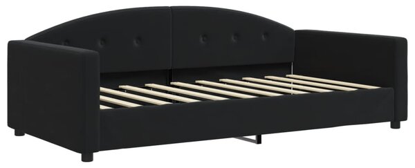 Dnevni krevet s madracem crni 90 x 190 cm baršunasti - Crna / 90 x 190 cm