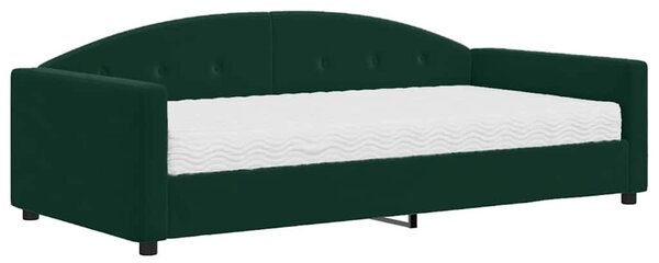 Dnevni krevet s madracem tamnozeleni 100 x 200 cm baršunasti - Zelena / 100 x 200 cm