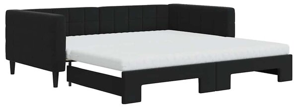 Dnevni krevet na razvlačenje s madracima crni 100x200 cm baršun - Crna / 100 x 200 cm