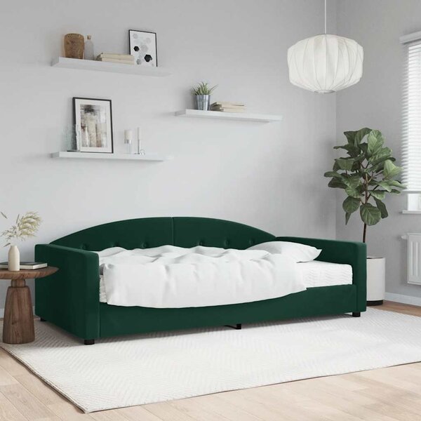 Dnevni krevet s madracem tamnozeleni 100 x 200 cm baršunasti - Zelena / 100 x 200 cm
