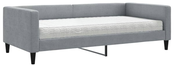 Dnevni krevet s madracem svjetlosivi 100 x 200 cm od tkanine - Siva / 100 x 200 cm
