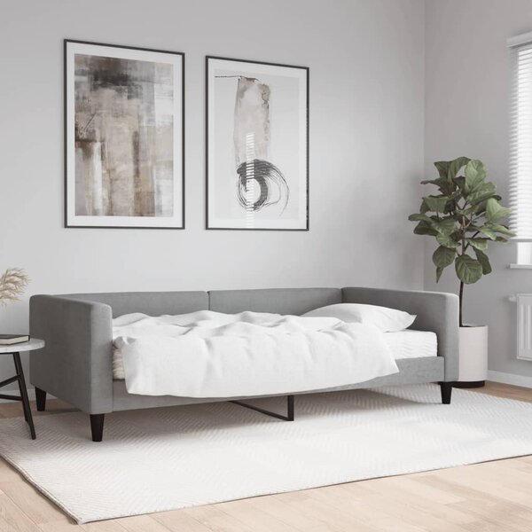 Dnevni krevet s madracem svjetlosivi 100 x 200 cm od tkanine - Siva / 100 x 200 cm