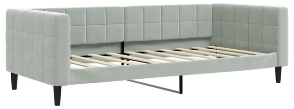 Dnevni krevet s madracem svjetlosivi 90 x 190 cm baršunasti - Siva / 90 x 190 cm