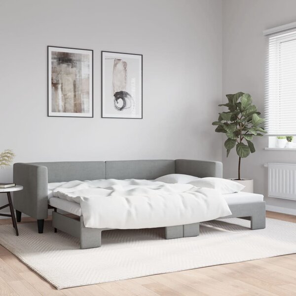 Dnevni krevet na razvlačenje svjetlosivi 80 x 200 cm od tkanine - Siva / 80 x 200 cm