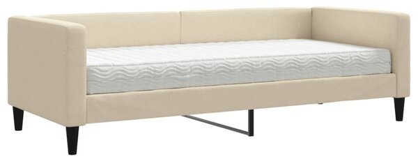 Dnevni krevet s madracem krem 80 x 200 cm od tkanine - Krema / 80 x 200 cm