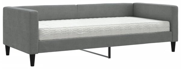 Dnevni krevet s madracem tamnosivi 90 x 190 cm od tkanine - Siva / 90 x 190 cm