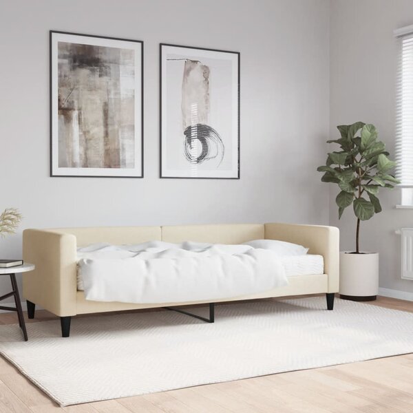 Dnevni krevet s madracem krem 80 x 200 cm od tkanine - Krema / 80 x 200 cm