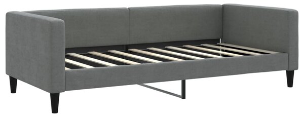 Dnevni krevet s madracem tamnosivi 90 x 190 cm od tkanine - Siva / 90 x 190 cm