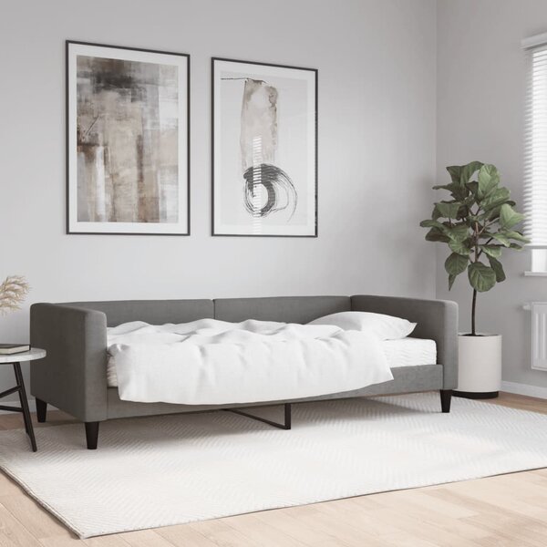 Dnevni krevet s madracem tamnosivi 90 x 190 cm od tkanine - Siva / 90 x 190 cm