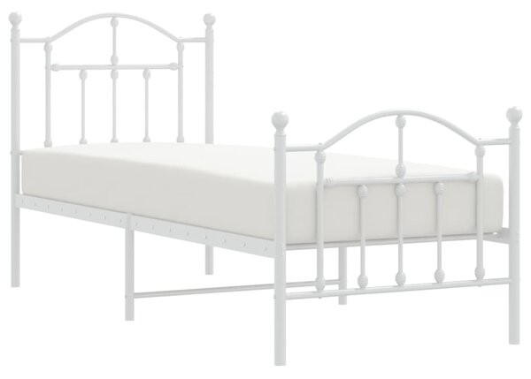 Metalni okvir kreveta uzglavlje i podnožje bijeli 75x190 cm - Bijela / 75 x 190 cm