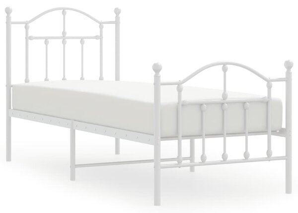 Metalni okvir kreveta uzglavlje i podnožje bijeli 75x190 cm - Bijela / 75 x 190 cm