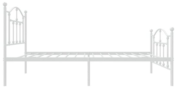 Metalni okvir kreveta uzglavlje i podnožje bijeli 75x190 cm - Bijela / 75 x 190 cm