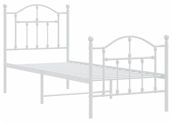 Metalni okvir kreveta uzglavlje i podnožje bijeli 75x190 cm - Bijela / 75 x 190 cm