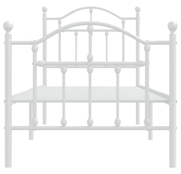 Metalni okvir kreveta uzglavlje i podnožje bijeli 75x190 cm - Bijela / 75 x 190 cm