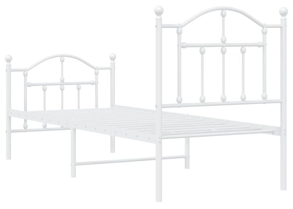 Metalni okvir kreveta uzglavlje i podnožje bijeli 75x190 cm - Bijela / 75 x 190 cm