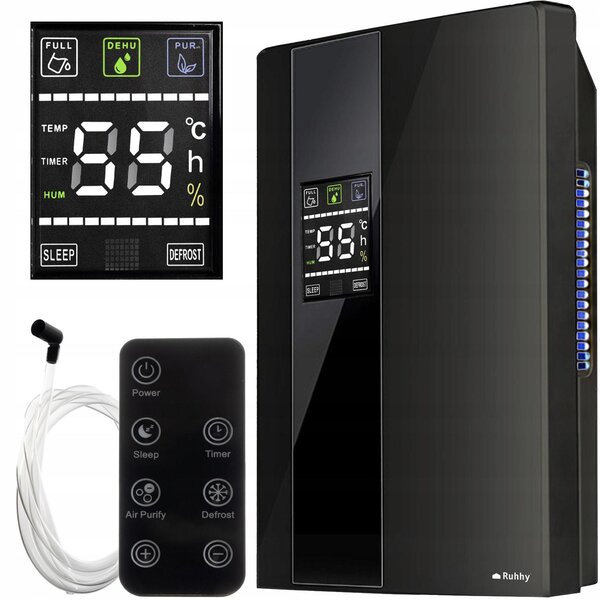 2V1 90W odvlaživač i pročišćivač zraka LCD - Apsorber vlage 1,8L crni