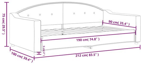 Dnevni krevet crni 90 x 190 cm od tkanine - Crna / 90 x 190 cm