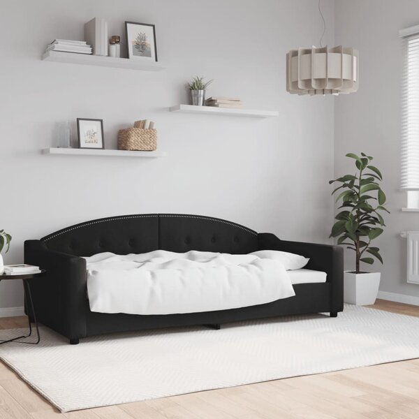Dnevni krevet crni 90 x 190 cm od tkanine - Crna / 90 x 190 cm