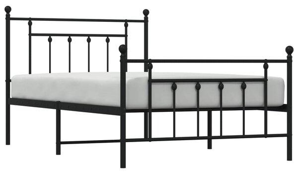 Metalni okvir kreveta uzglavlje i podnožje crni 107x203 cm - Crna / 107 x 203 cm