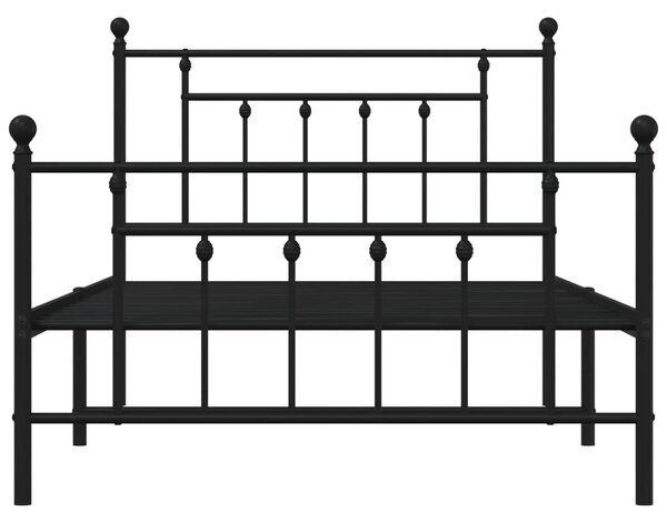 Metalni okvir kreveta uzglavlje i podnožje crni 107x203 cm - Crna / 107 x 203 cm