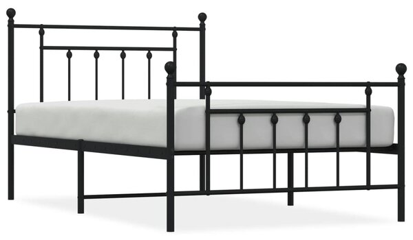 Metalni okvir kreveta uzglavlje i podnožje crni 107x203 cm - Crna / 107 x 203 cm