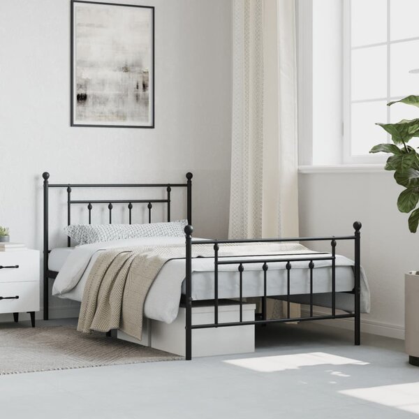 Metalni okvir kreveta uzglavlje i podnožje crni 107x203 cm - Crna / 107 x 203 cm