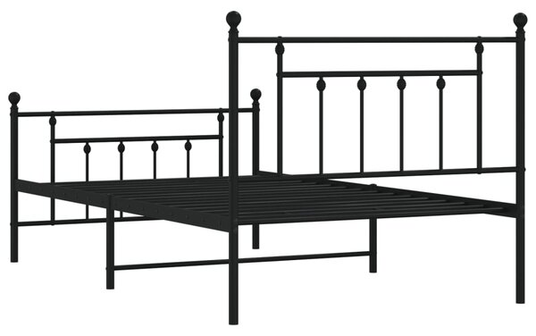 Metalni okvir kreveta uzglavlje i podnožje crni 107x203 cm - Crna / 107 x 203 cm