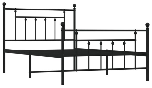 Metalni okvir kreveta uzglavlje i podnožje crni 107x203 cm - Crna / 107 x 203 cm