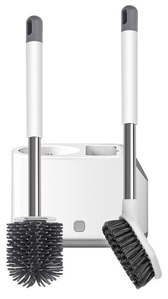 Set od dva silikonska antibakterijska toaletna četka s bijelim postoljem od 42 cm