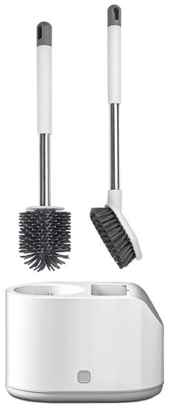 Set od dva silikonska antibakterijska toaletna četka s bijelim postoljem od 42 cm