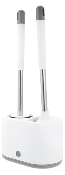 Set od dva silikonska antibakterijska toaletna četka s bijelim postoljem od 42 cm