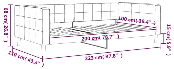 Dnevni krevet crni 100 x 200 cm baršunasti - Crna / 100 x 200 cm