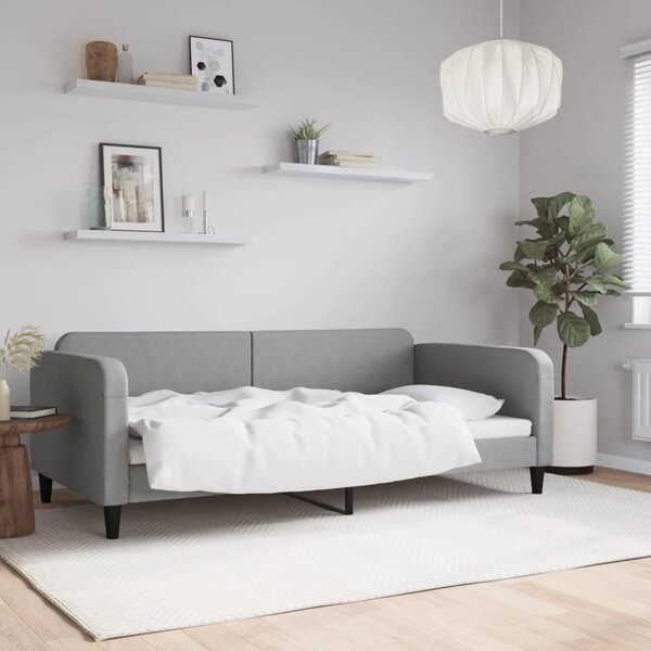 Dnevni krevet svjetlosivi 100 x 200 cm od tkanine - Siva / 100 x 200 cm