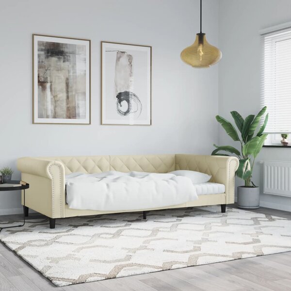 Dnevni krevet krem 100 x 200 cm od umjetne kože - Krema / 100 x 200 cm