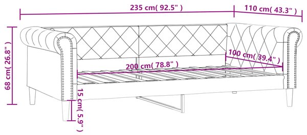 Dnevni krevet krem 100 x 200 cm od umjetne kože - Krema / 100 x 200 cm