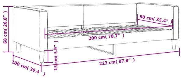 Dnevni krevet tamnosivi 90 x 200 cm od tkanine - Siva / 90 x 200 cm