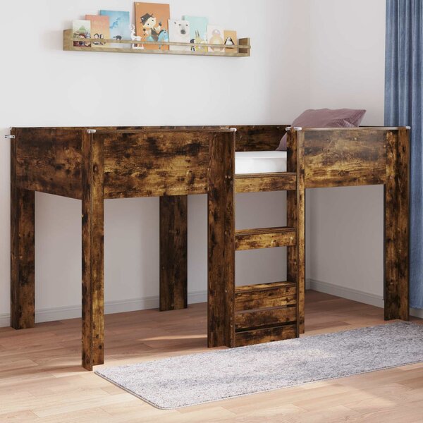 Krevet na kat za djecu s pohranom Dimljeni hrast 80 x 200 cm - Smeđa / 80 x 200 cm