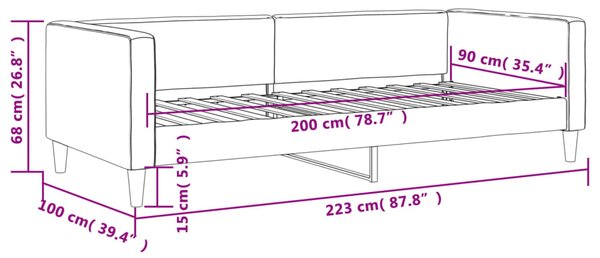 Dnevni krevet crni 90 x 200 cm od tkanine - Crna / 90 x 200 cm